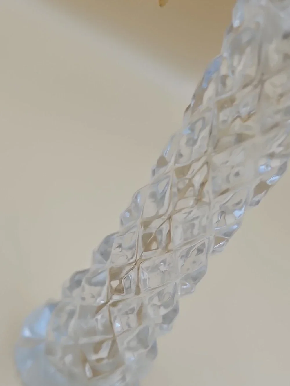 Glass Crystal Bud Vase with Golden Floral Accent